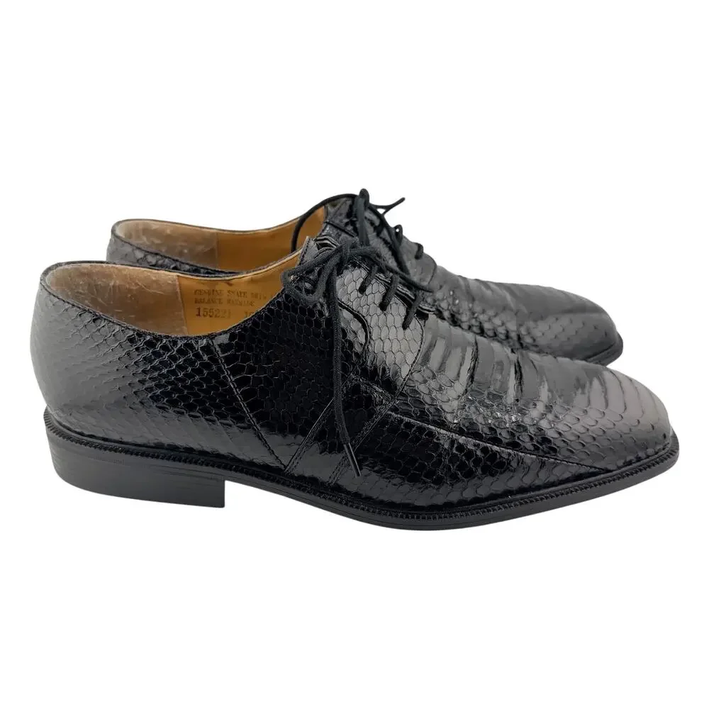 Giorgio Brutini Slaton Oxfords Genuine Snake Skin Size 10.5 Black Dress Shoes